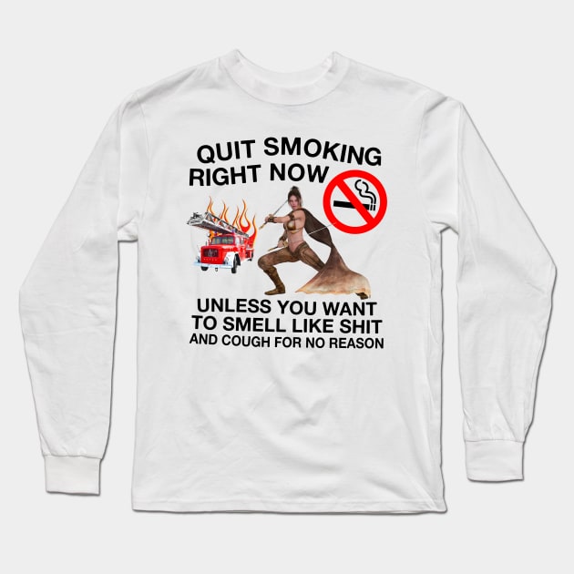 Quit Smoking Right Now Long Sleeve T-Shirt by blueversion